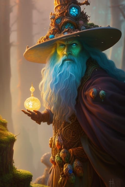 Mushroom Wizard in Psychedelic Wonderland