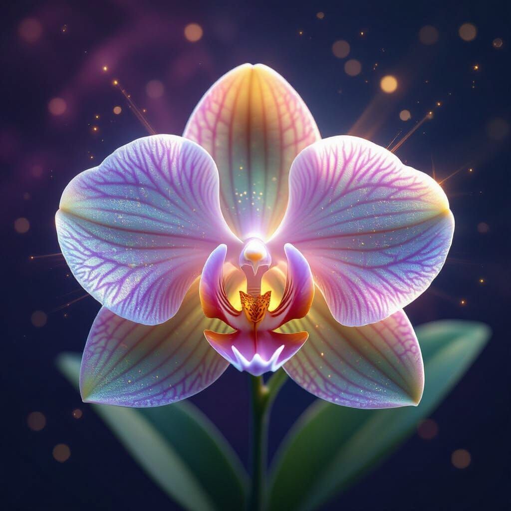 Vibrant Blooming Orchid in Cosmic Purple Hues