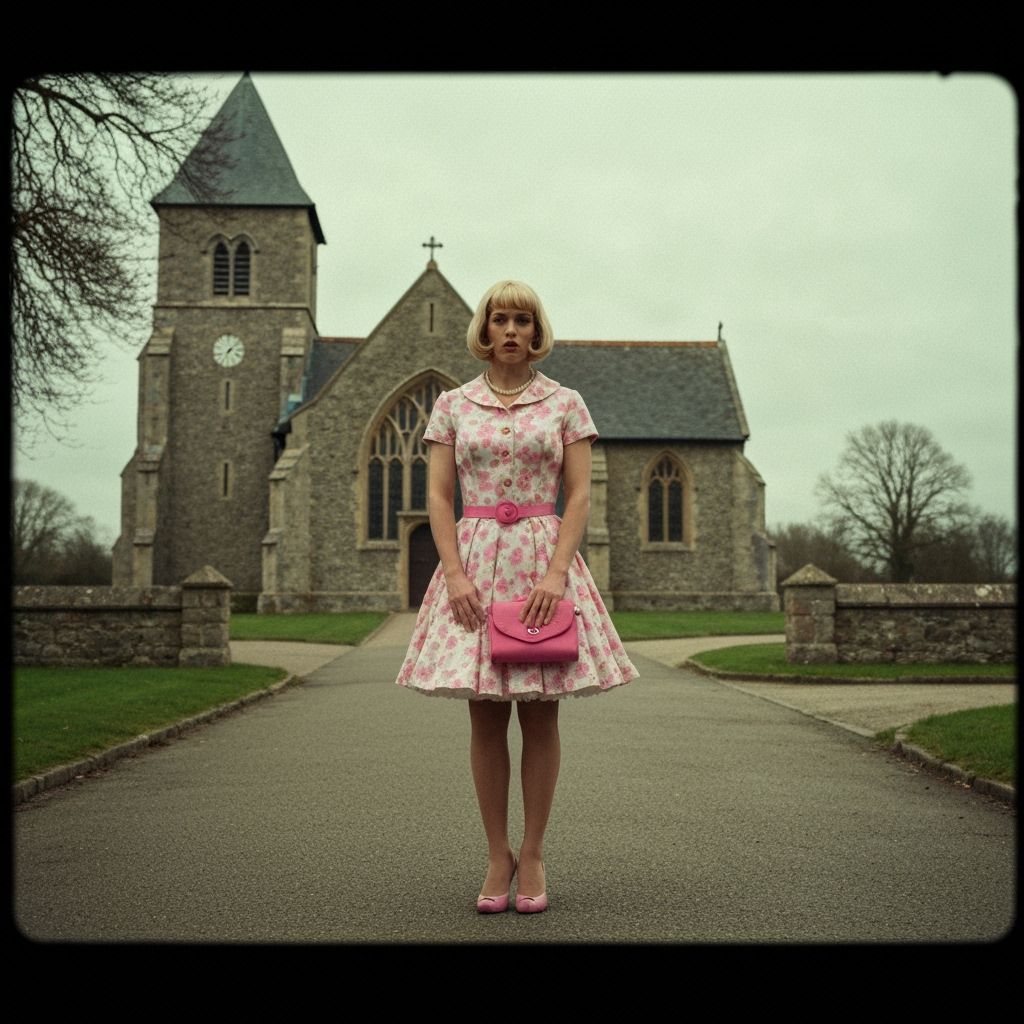Young Man Crossdressing in 1950s Style Minidress