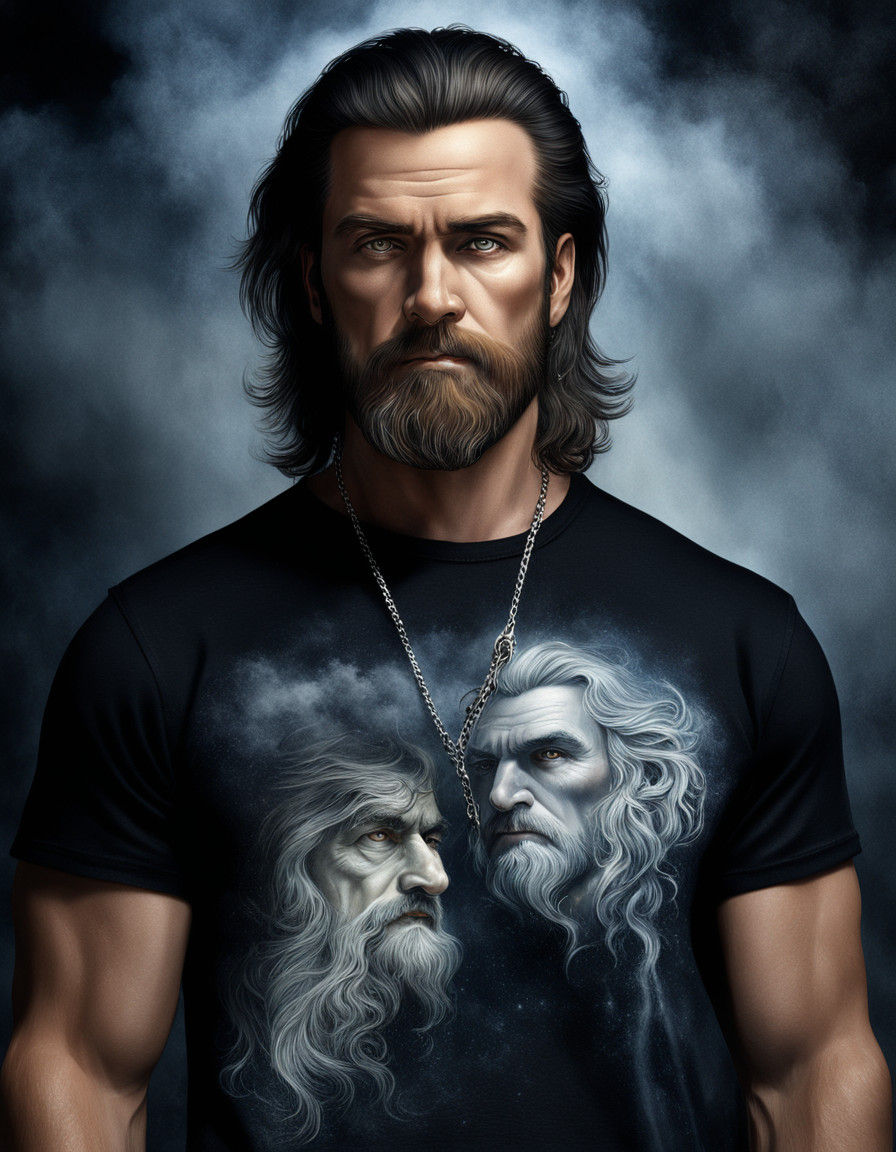 A Strong, Chiseled Man Embracing the Magic of the Misty Land...