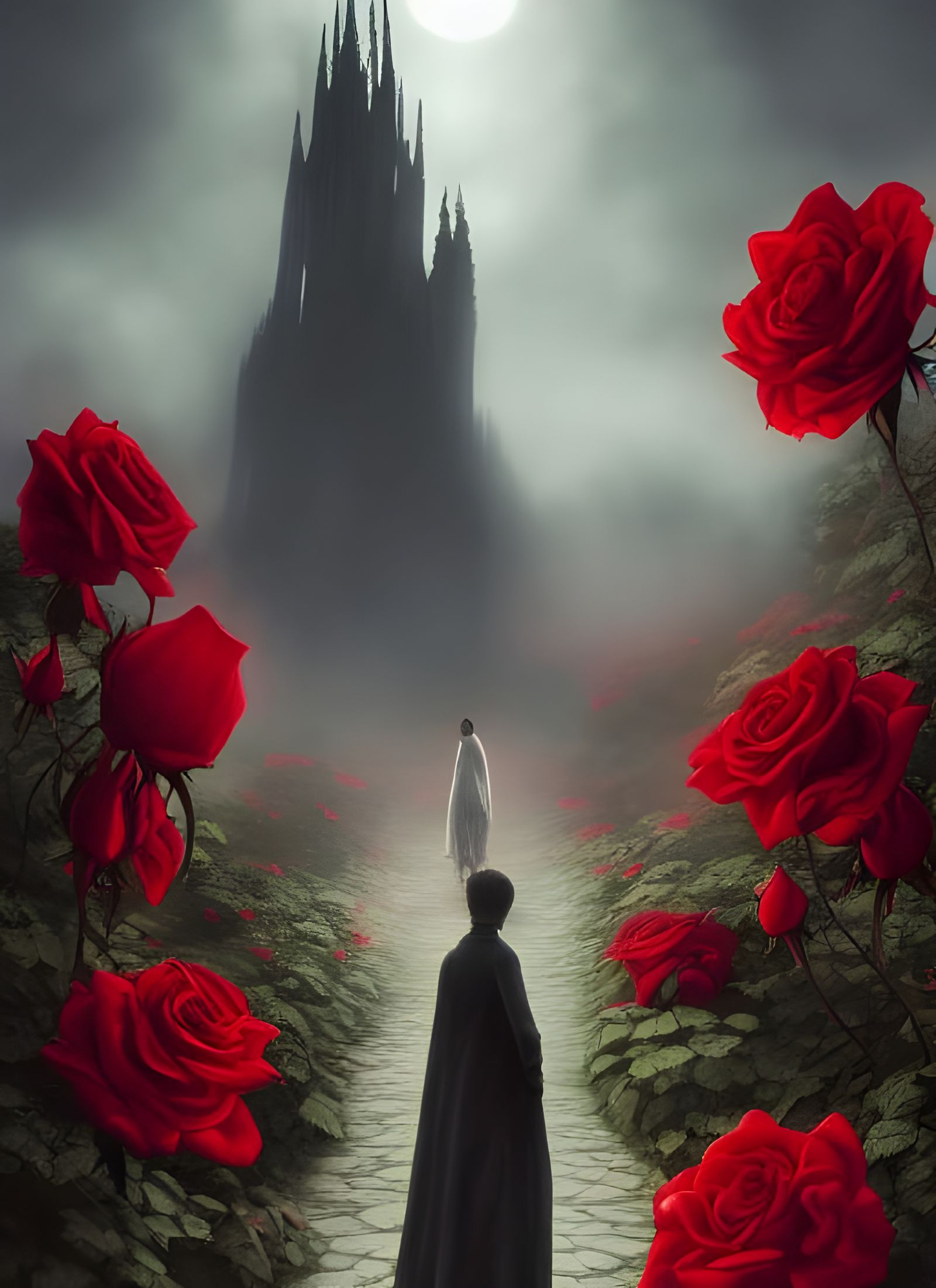 Rose and Dark Tower: Surreal Romanticism in 8K