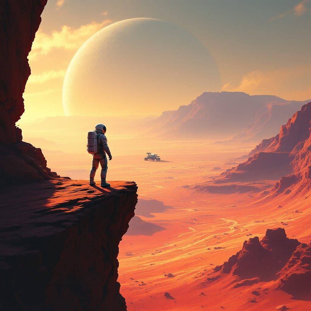 Astronaut on Mars: A Sci-Fi Landscape