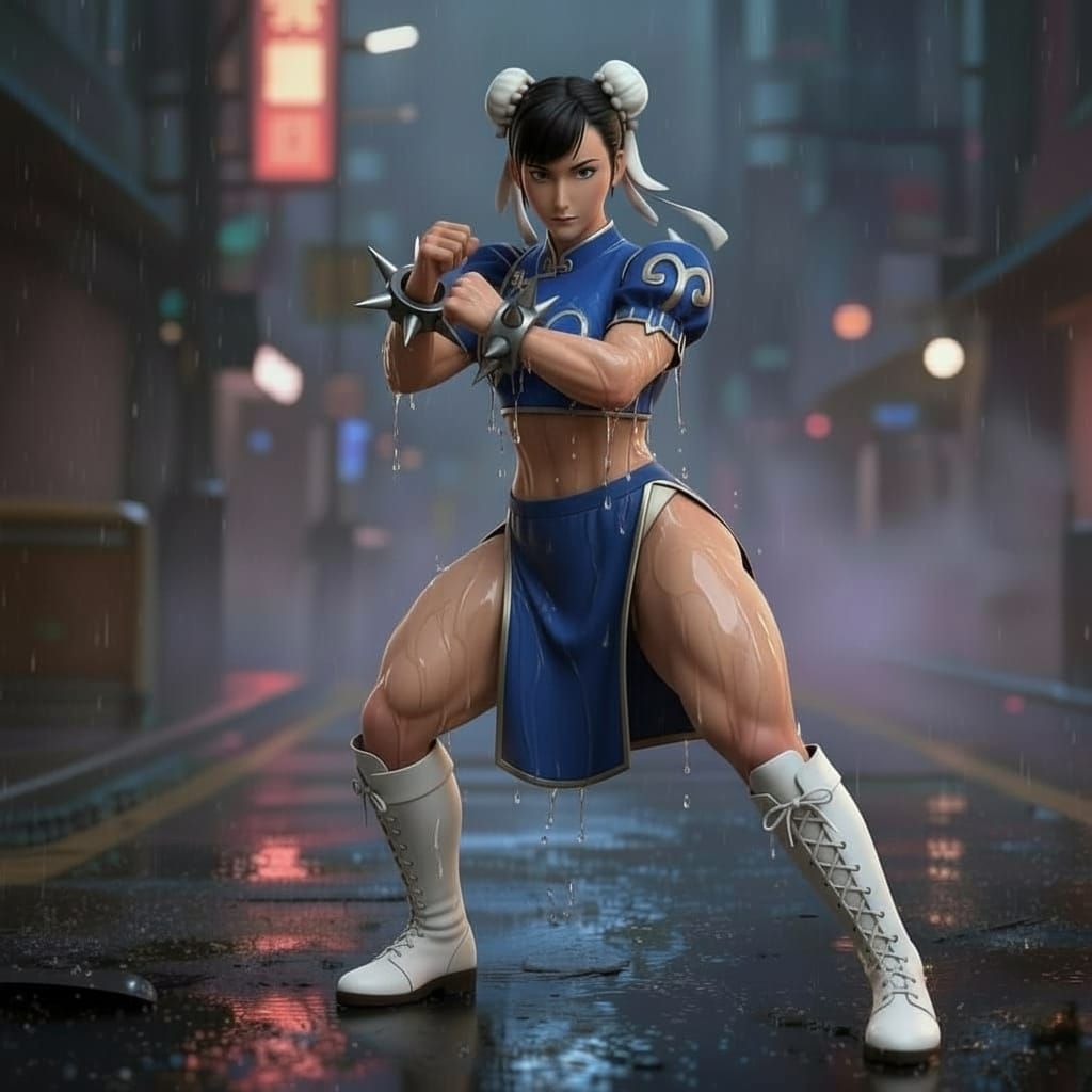 Chun Li Ready to Kick in 3D Realism Style