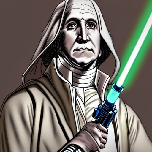 George Washington as Sith Lord with Lightsaber