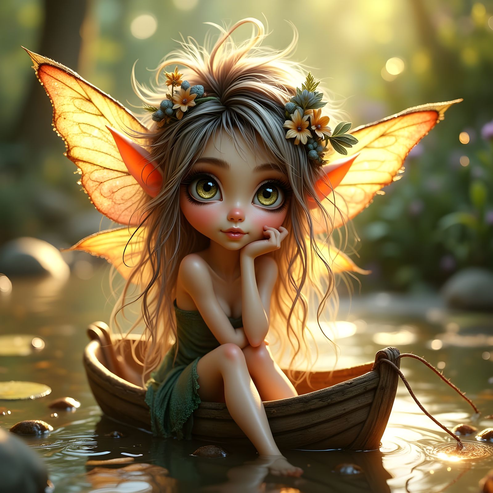 Whimsical Pixie in Fantasy Land, Digital Art