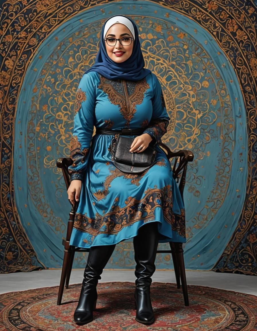 Psychedelic Portrait of Woman in Blue, Pop Art Style