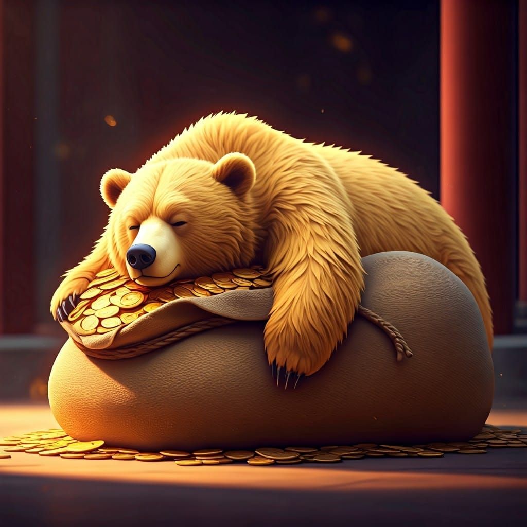 Lucky Bear Basks in Golden Bliss