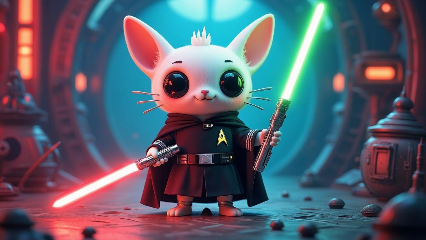 Whimsical Spork Warrior in Tim Burton-Inspired Star Trek and...