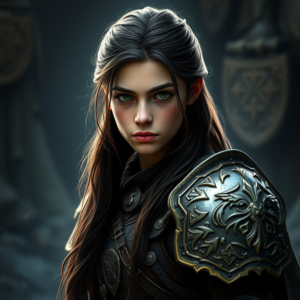 Warrior Maiden in Mythical Armor, Digital Art