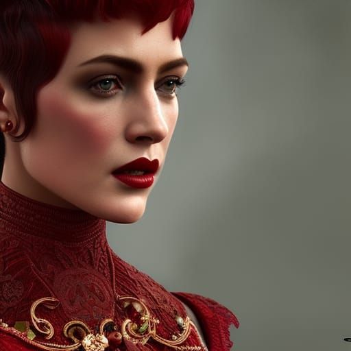 Detailed Portrait of Woman with Auburn Hair