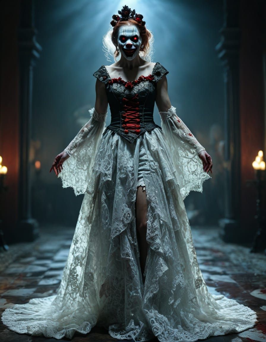 Horror Zombie Monkey Clown Bride: Cinematic Close-Up