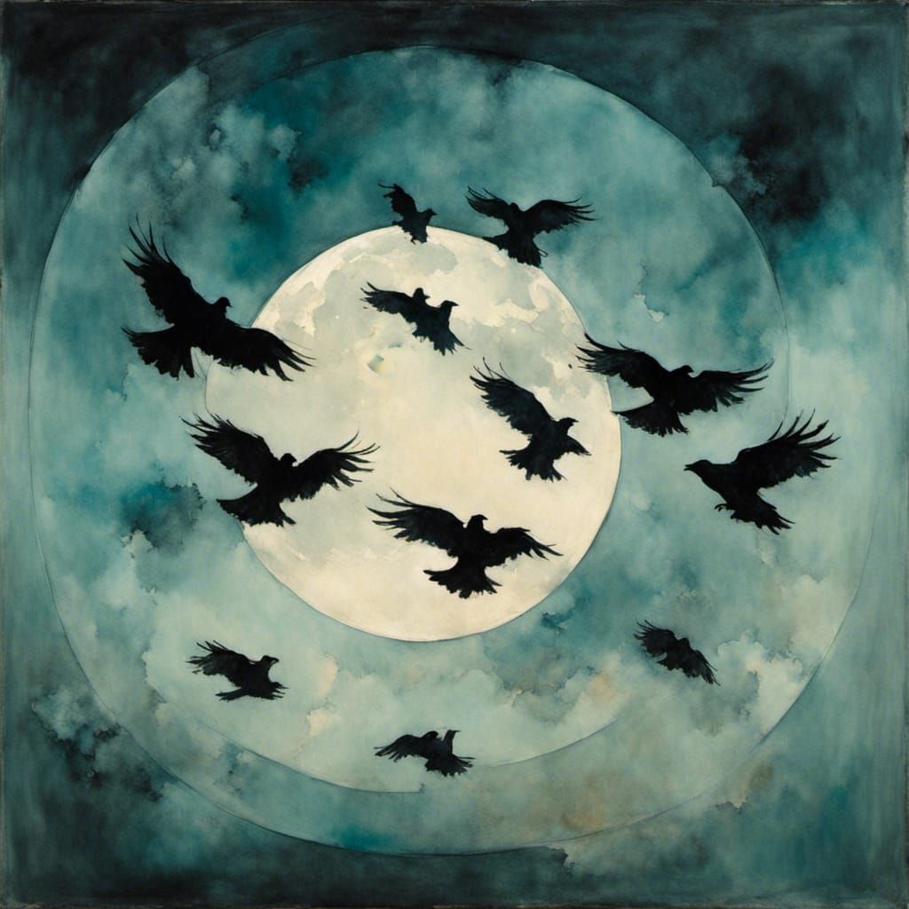 Flock of ravens portent
