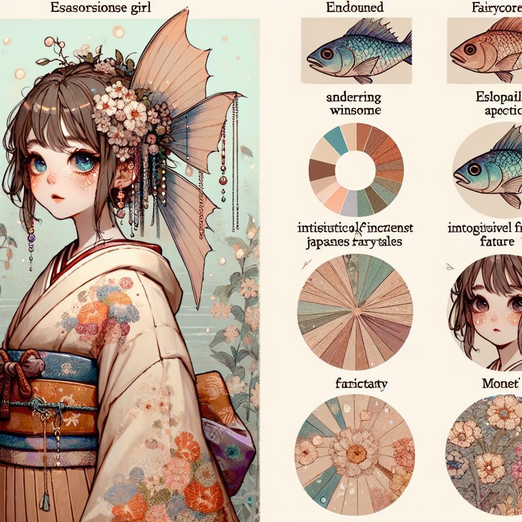 Enchanting Fish-Girl Portrait in Anime Fairycore Style