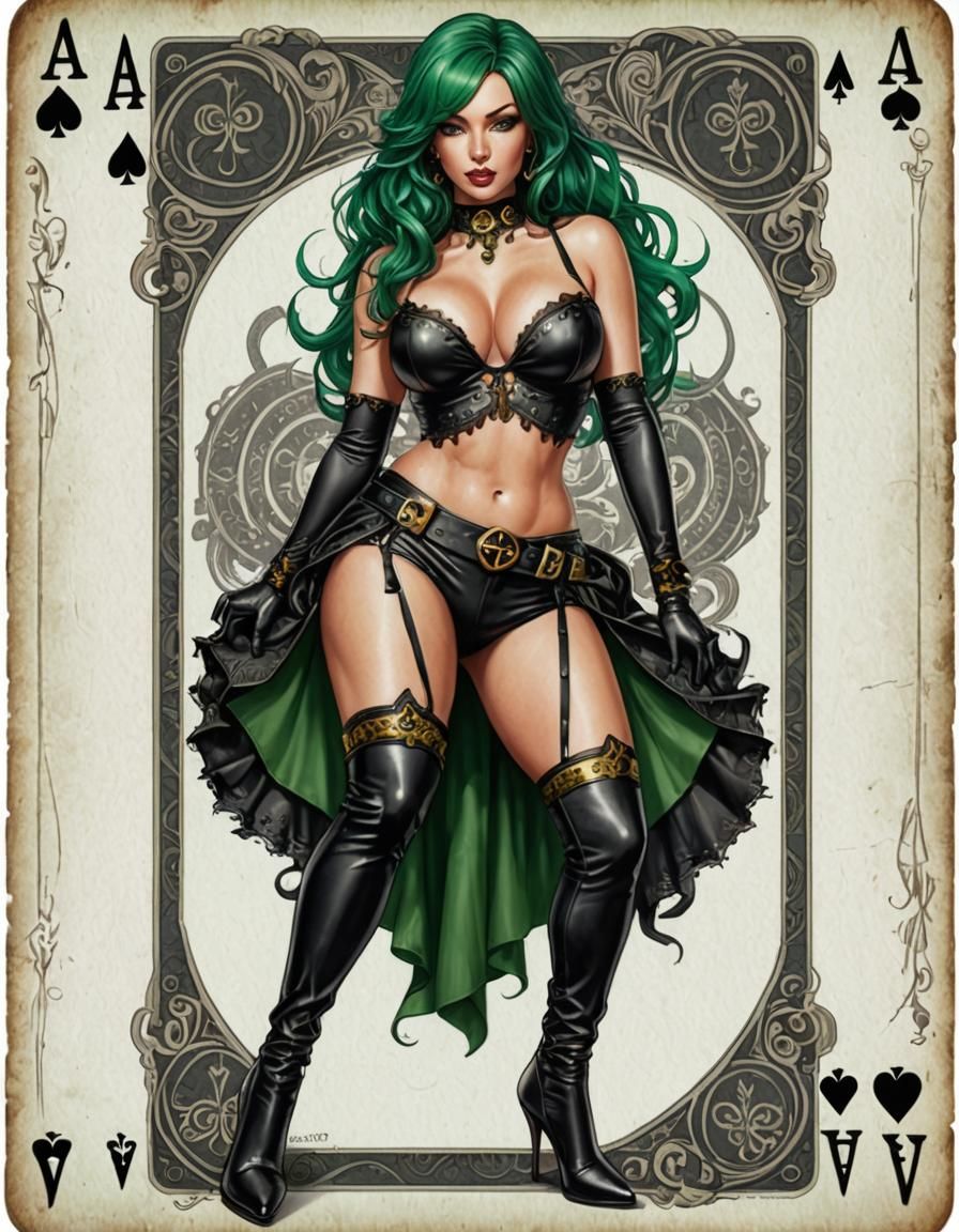Ace of Spades with Pinup Girl in Hyperrealistic Style