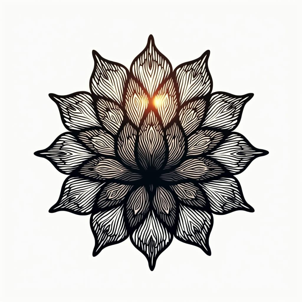 Intricate Lotus Mandala Silhouette in Vector Style