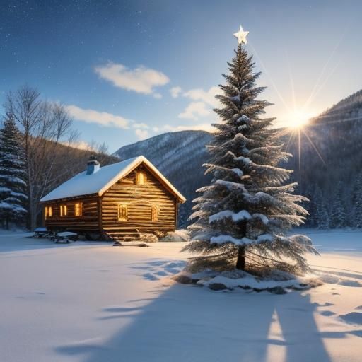 Icy River Christmas Tree Landscape