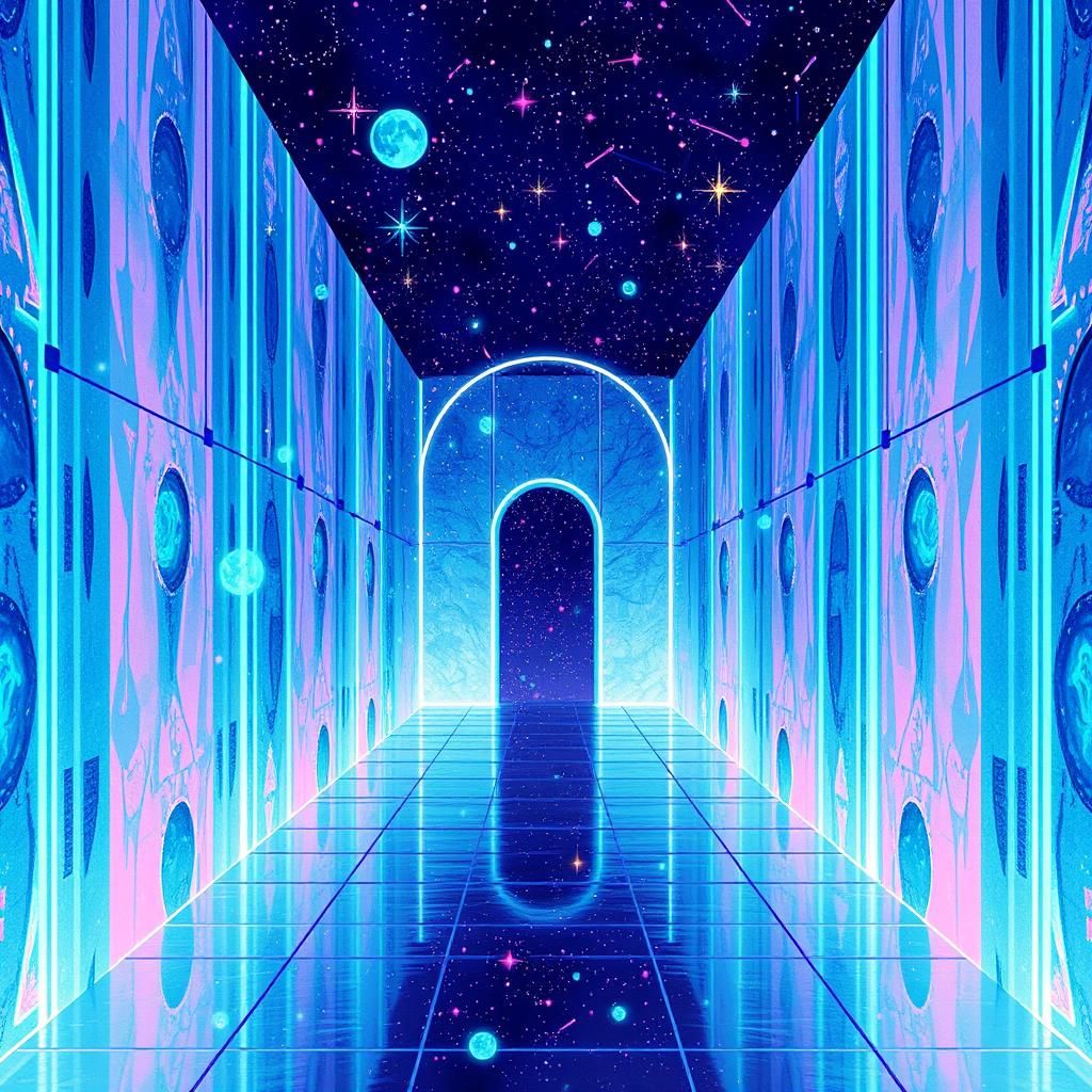 Abstract Constellation Portal in Pastel Colors