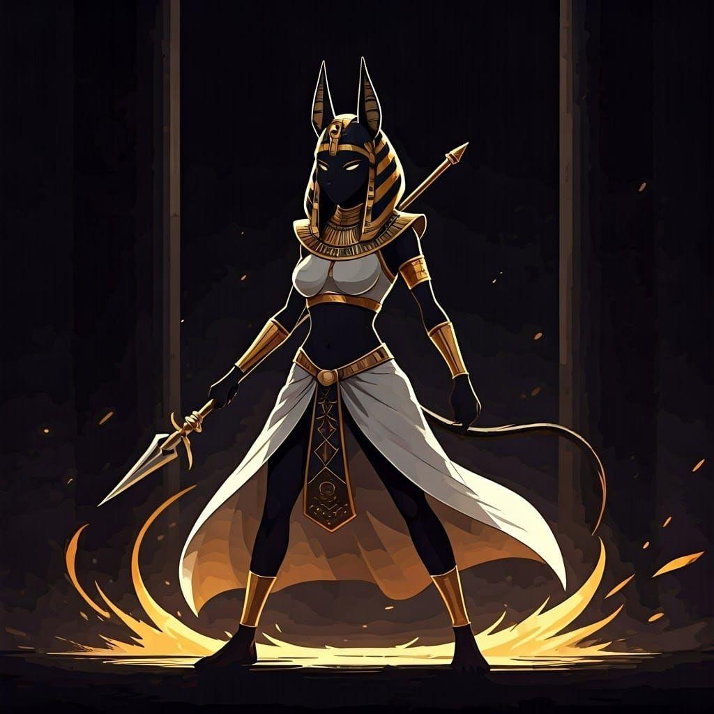 Egyptian Warrior Goddess in Dark Silhouette