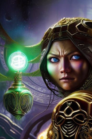 Hyperdetailed Sci-Fi Portrait in Art Nouveau Style