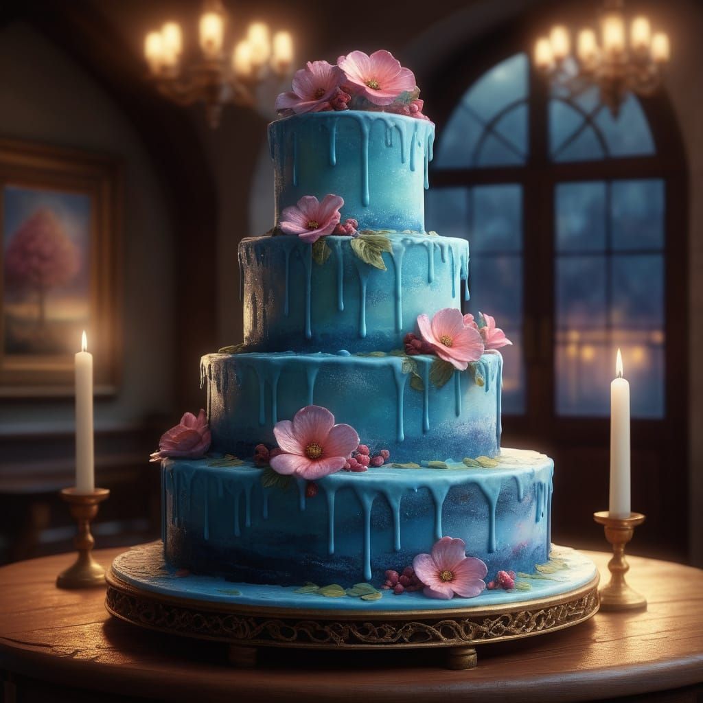 Ethereal Wedding Cake Under Misty Altar