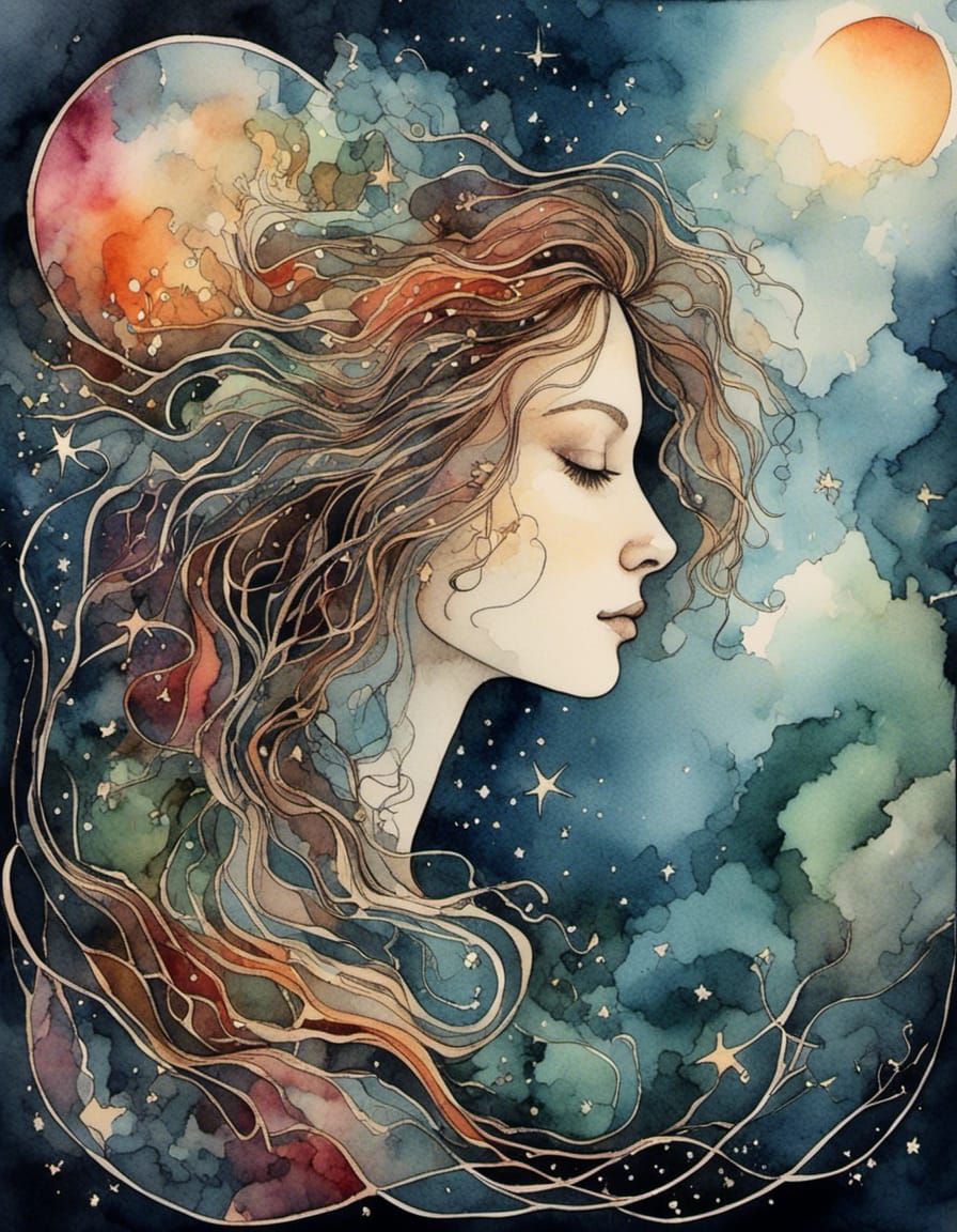 <lora:Water-Digi Ink-Light:1.0> 2/3 angle dynamic, portrait ...