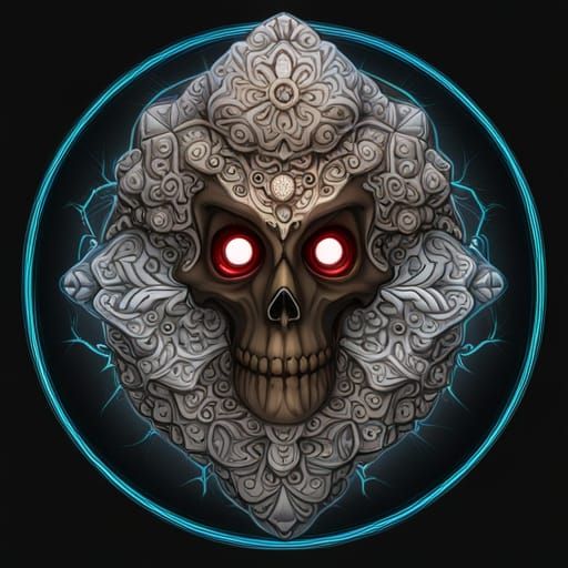 Grunge Skull Circle Profile in Detailed Matte Painting