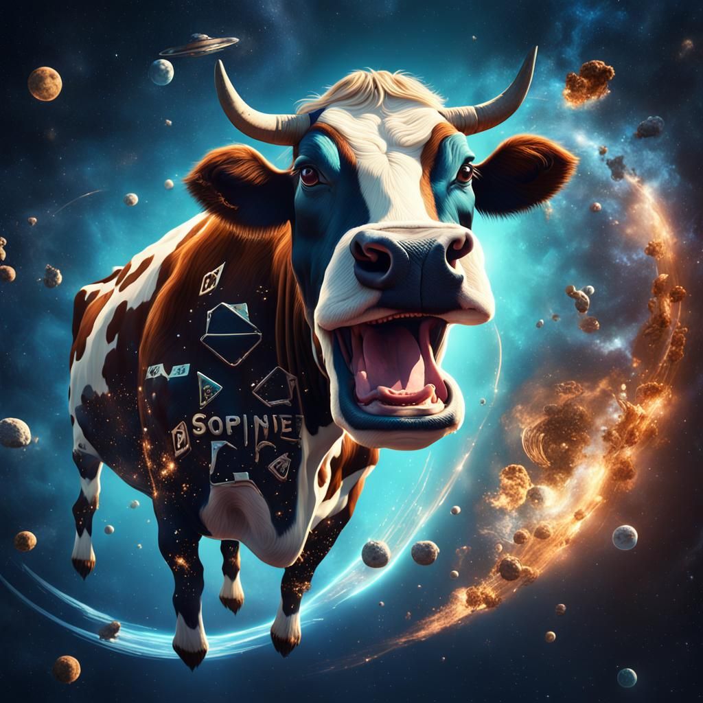 Cow Floats in Space Uttering "Moooooo"