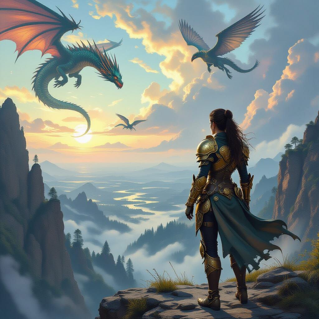 Steampunk Warrior Watching Dragons Soar