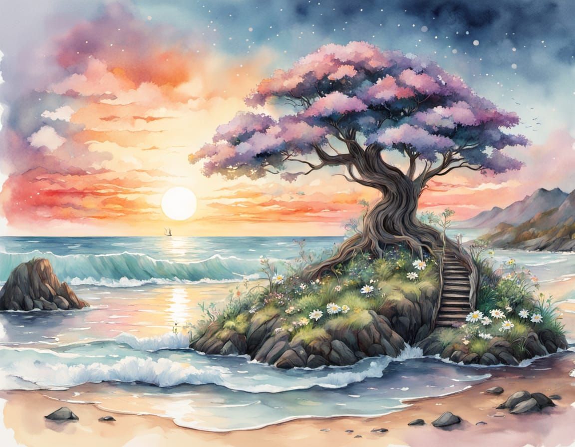 Bonsai Jacaranda Tree Growing Through Cracked Phone