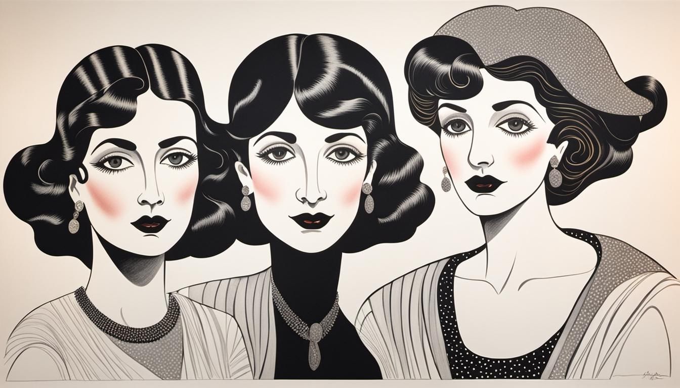 Women in Linear Caricature Style