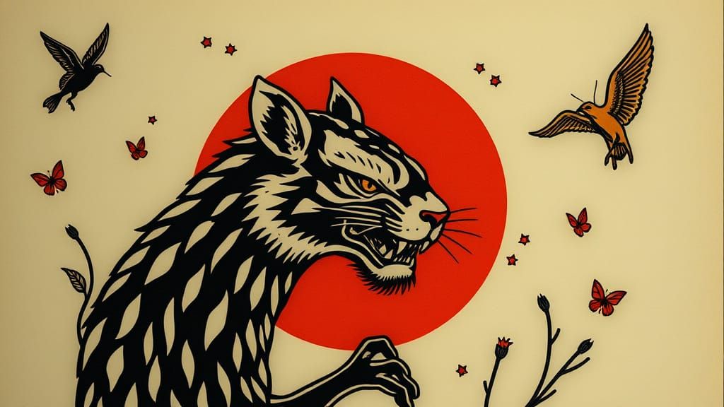 Flash Tattoo Sheet in Cinematic Style