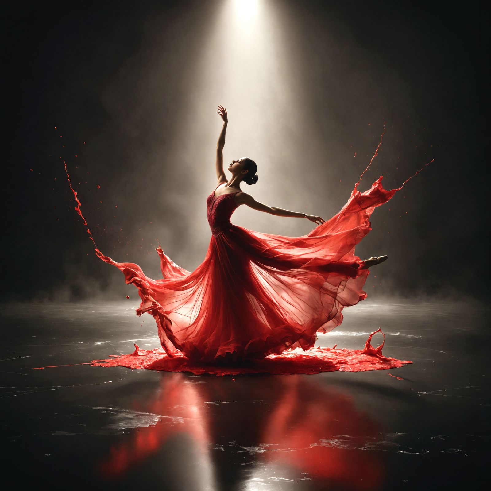 South Asian Ballerina in Red Paint Dress
