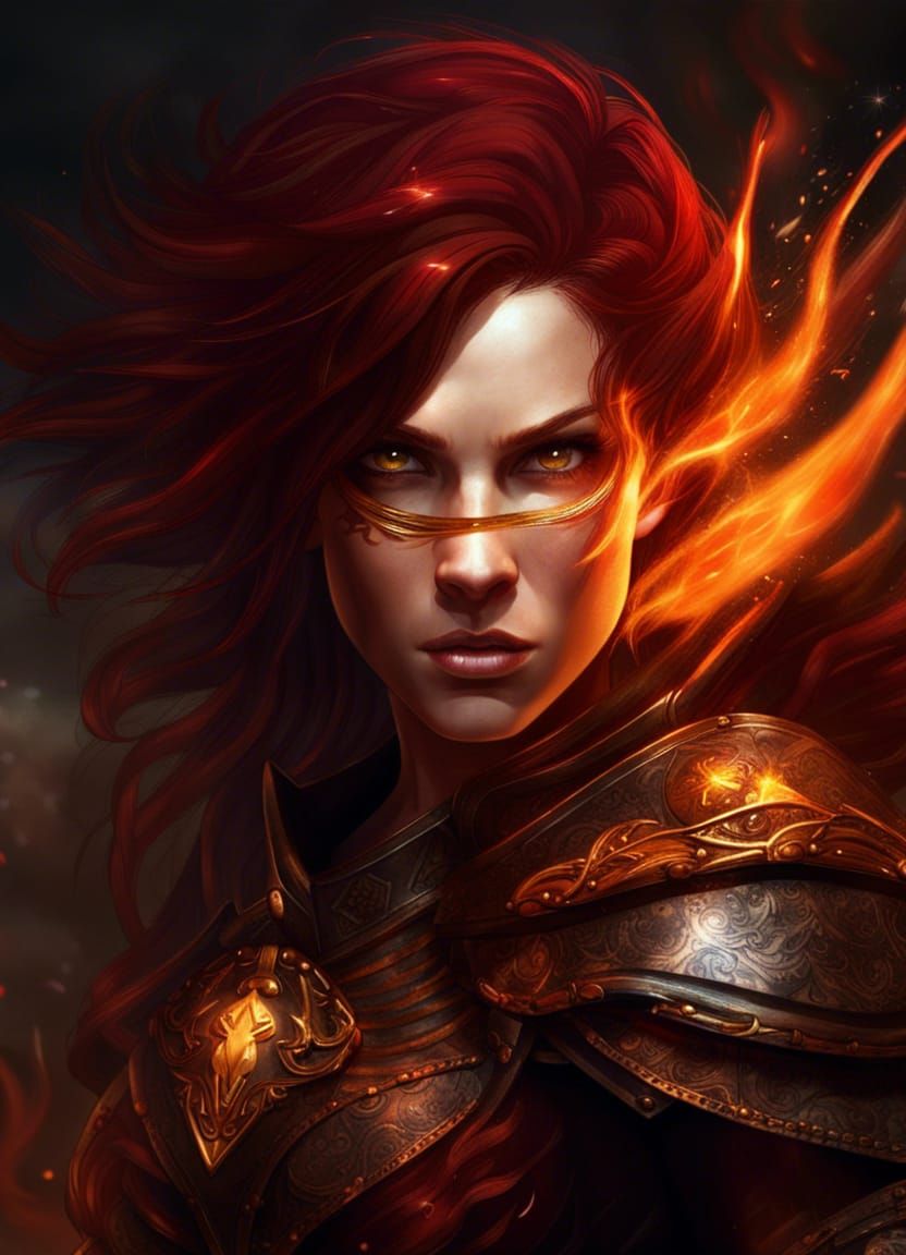 Fierce Female Cleric with Fiery Determination