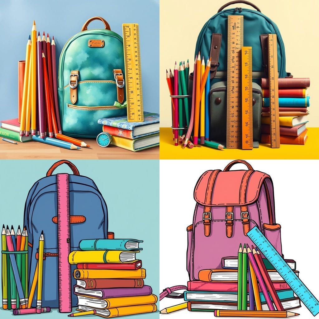Colorful School Supplies Set for Back to School