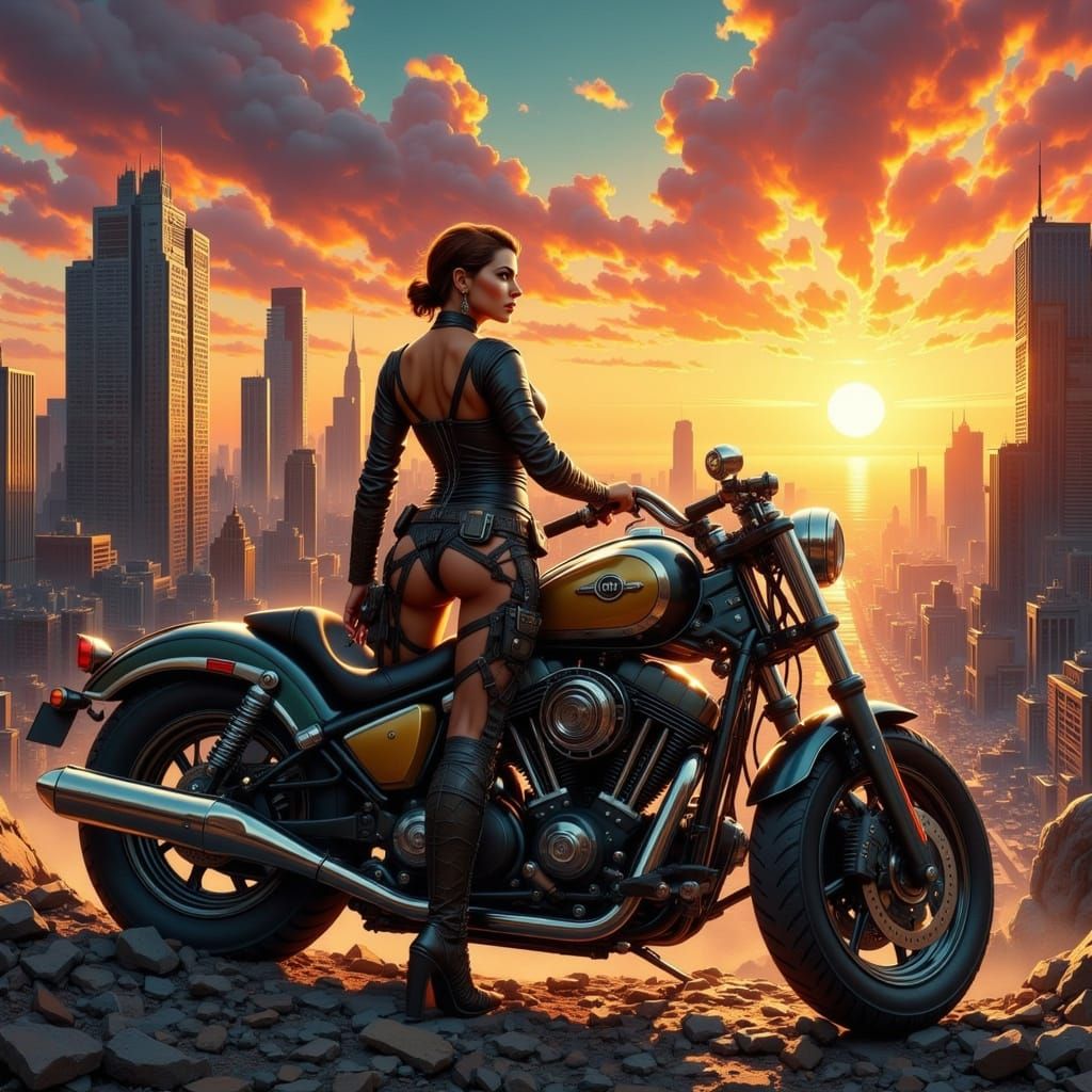 Gritty Post-Apocalyptic Road Warrior in Art Deco Style