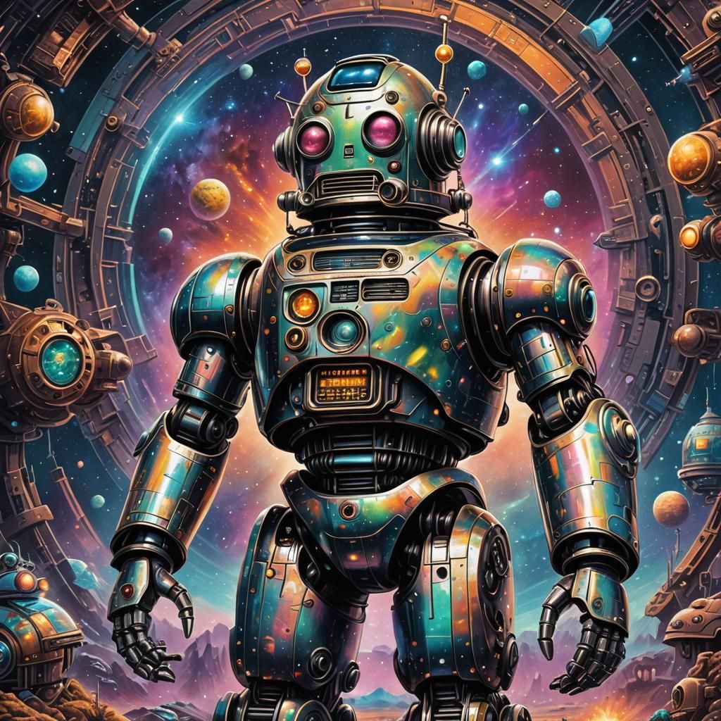 Robby the Robot: Holographic Astral Illustration