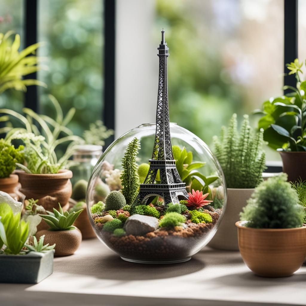 Eiffel Tower Terrarium with Exotic Plants
