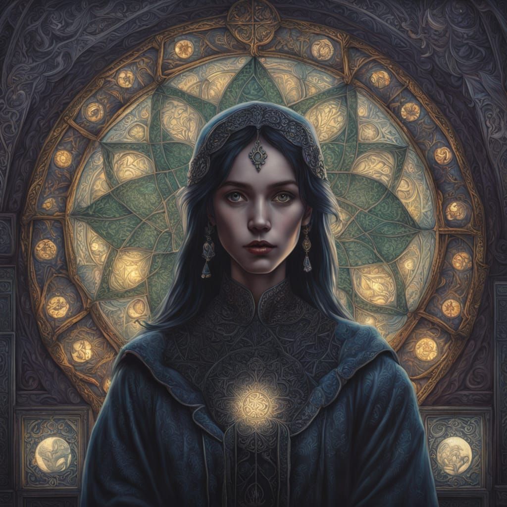 Mystical Gothic Woman in Cathedral