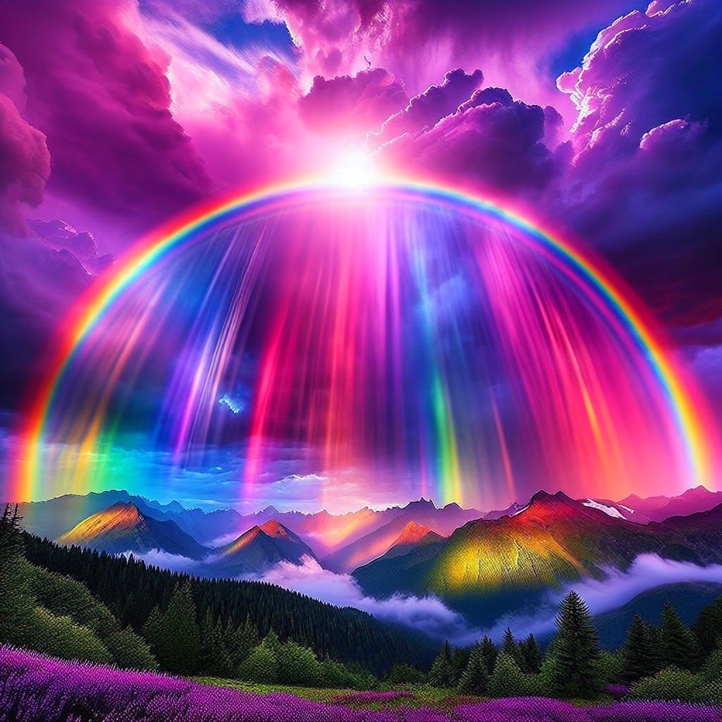 Vibrant Rainbow Display of Bold Spectrum Hues