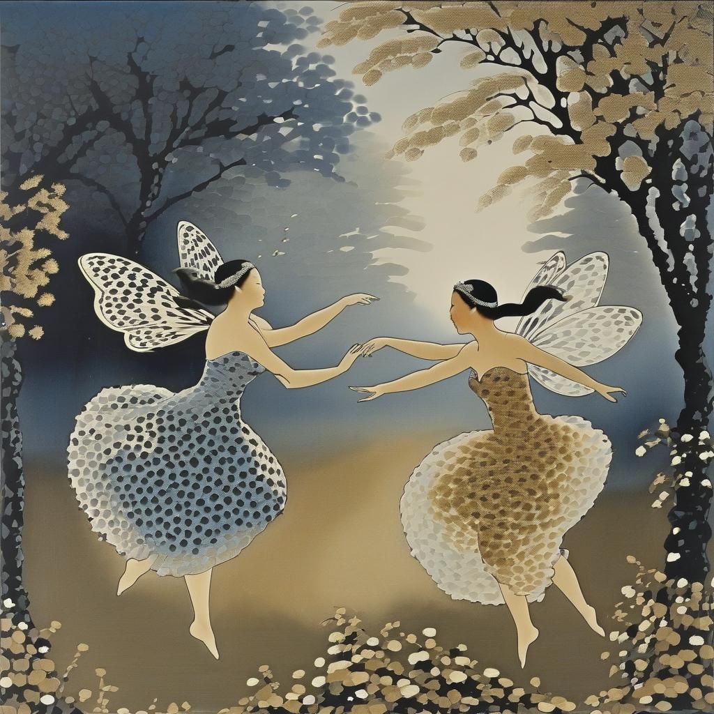 Whimsical Fairies Dancing in Forest Clearing