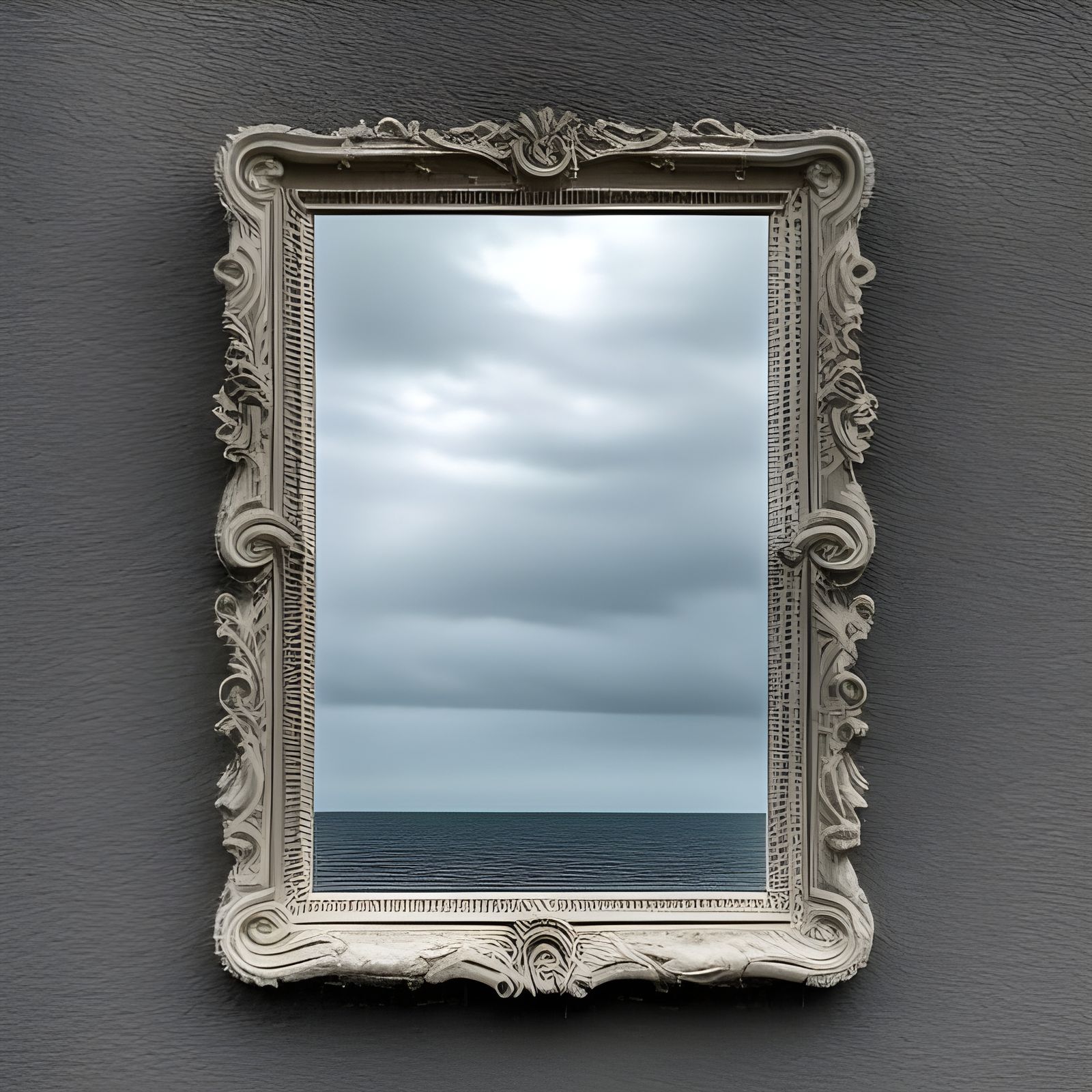 Ocean Reflection in Hyperrealistic Mirror Image