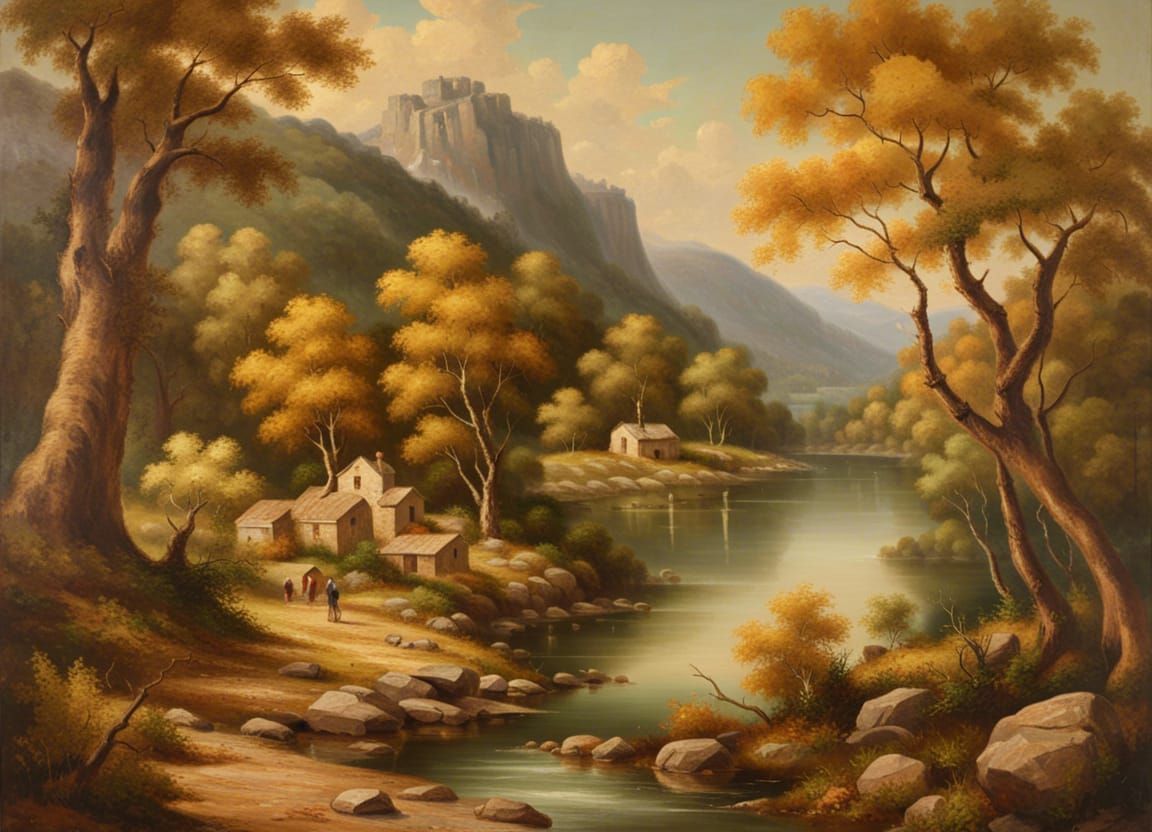 Psychedelic Landscape Painting in Pollock Style