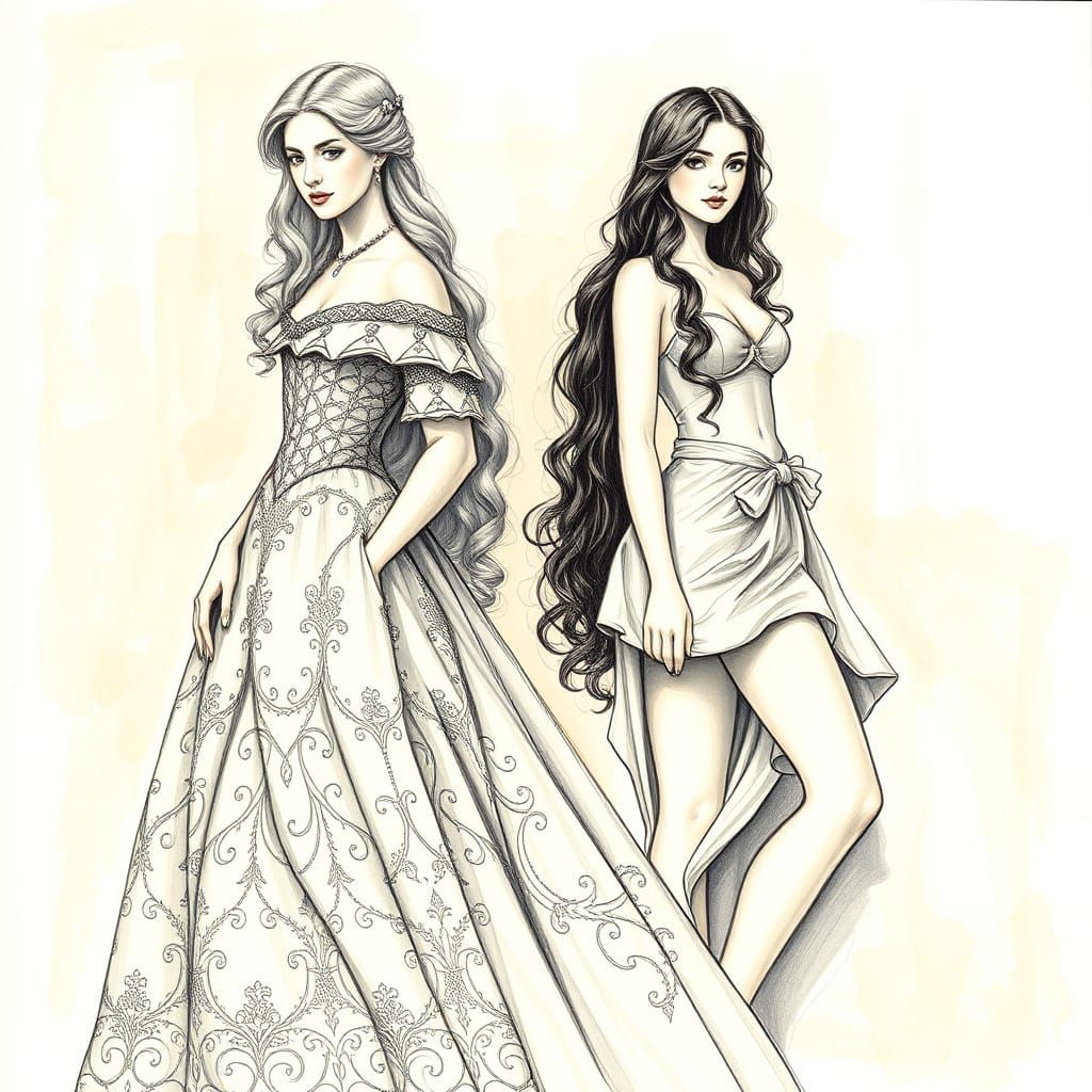 18th Century Elegance Meets Modern Style in Pencil Drawing