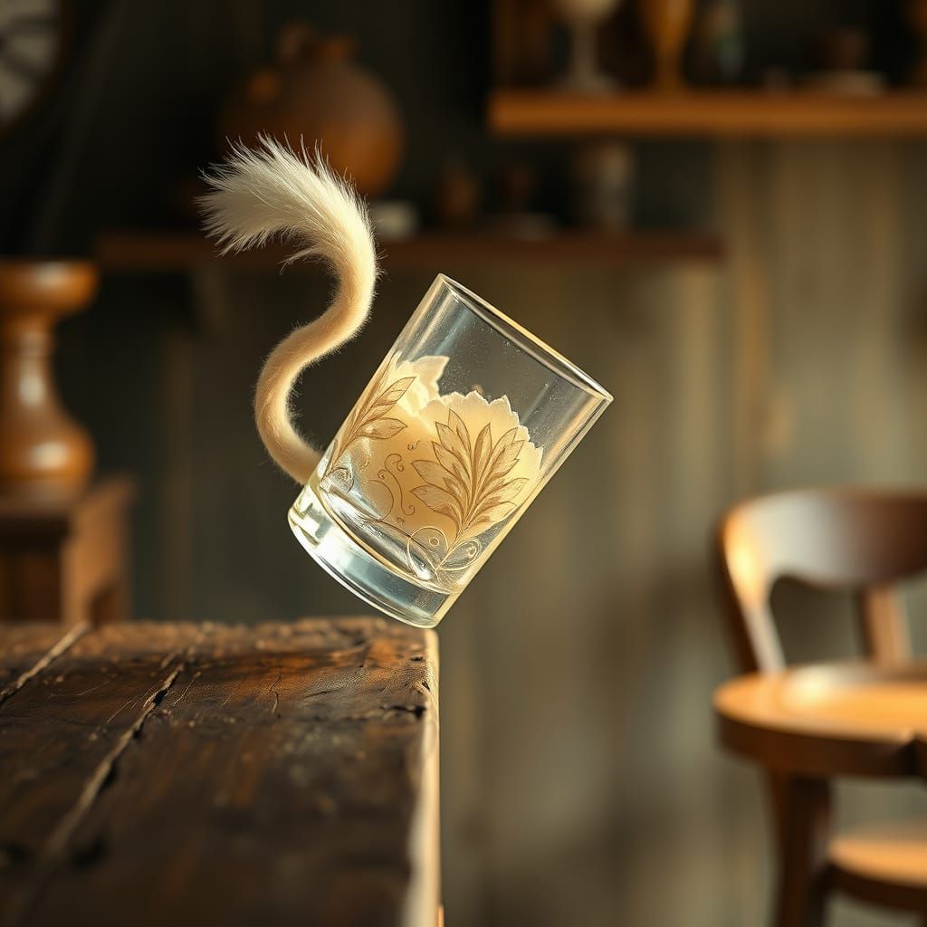 Elegant Glass Figure Tumbles Through Golden Light