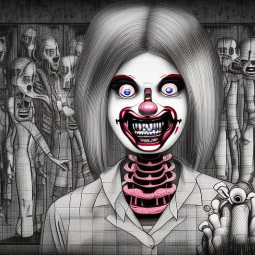 Creepy Girl in Haunted Scene, Horror Manga Style
