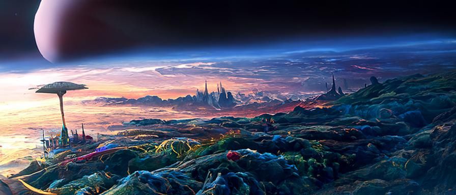 Fantasy Planet Viewed From Above, Digital Illustration