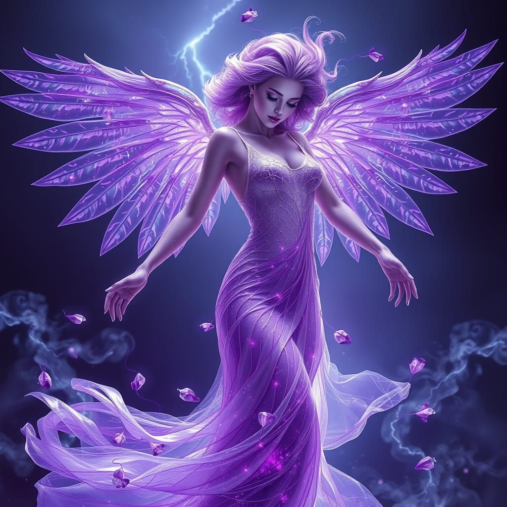 Angel in a lilac/violet palette...