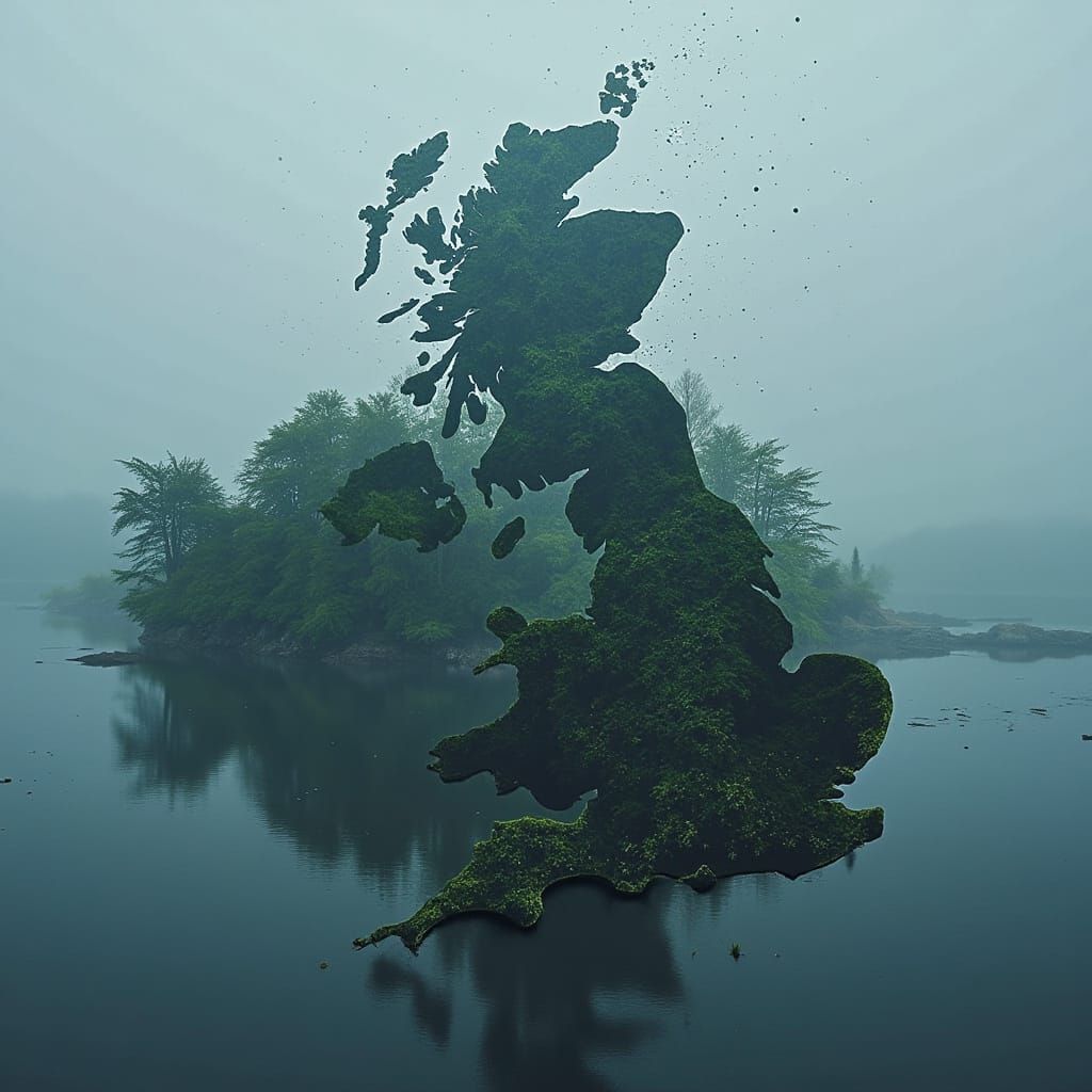 Mystical Phantom Island in Digital Surrealism Style