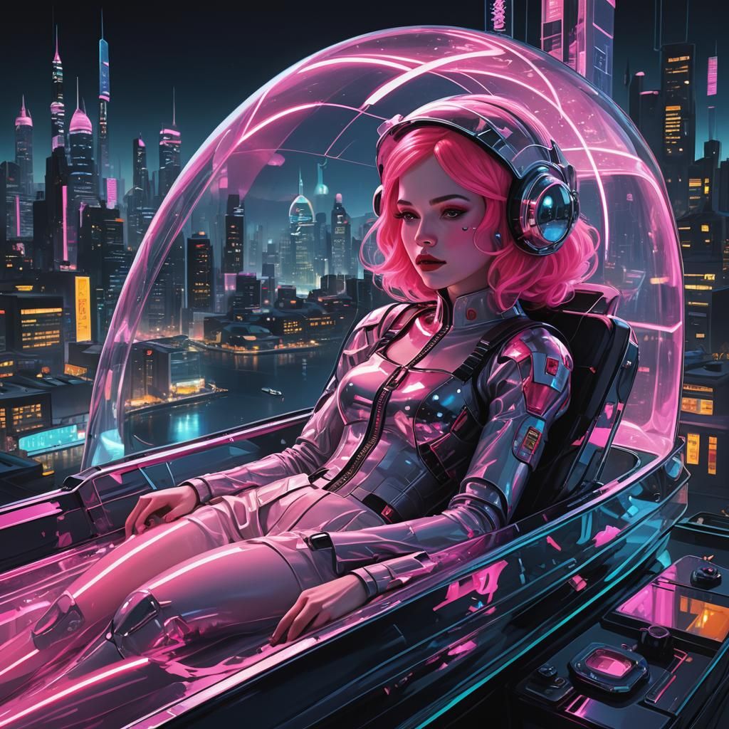 Cyberpunk Mermaid Snow White in Glass Coffin