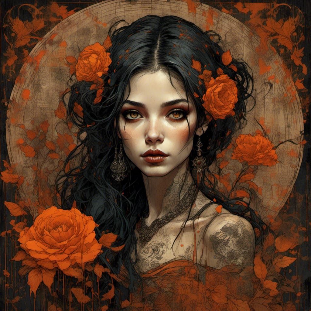 Halloween Vampire Portrait in Vintage Style